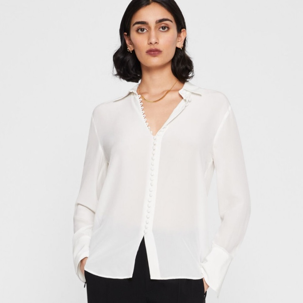 NWOT Club Monaco white silk “Helek” shirt